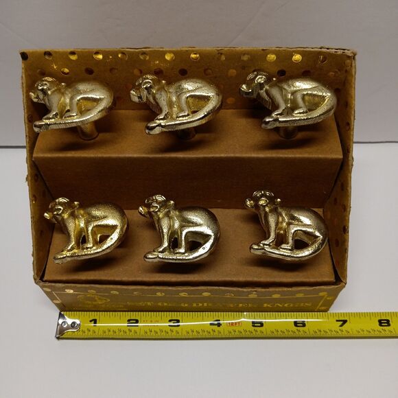 Casa Decor Home Design Concepts Set Of 6 Golden Monkey Drawer Knobs New - Picture 7 of 8